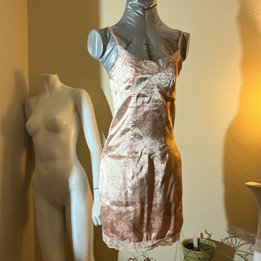 Pink Satin slip dress, XS.